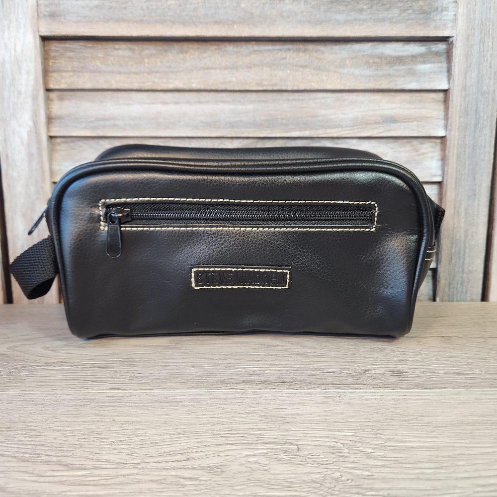 Steve Madden Toiletry Bag Travel Bag Black With Stitching Empty Bag Only
